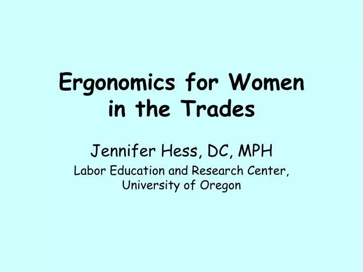 ergonomics for women in the trades