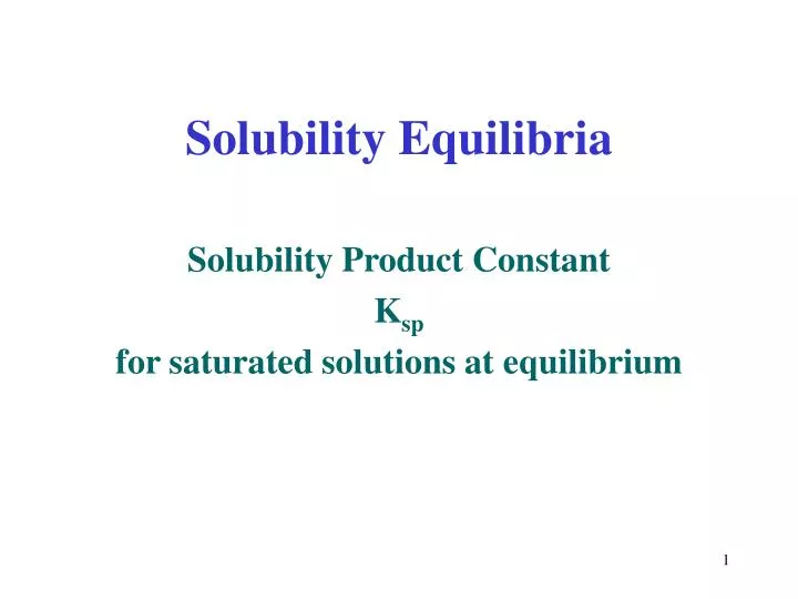 solubility equilibria