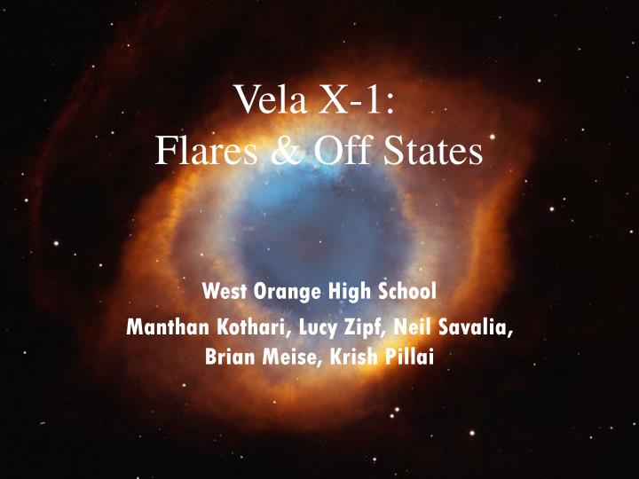vela x 1 flares off states