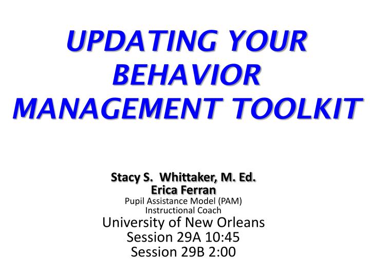 updating your behavior management toolkit