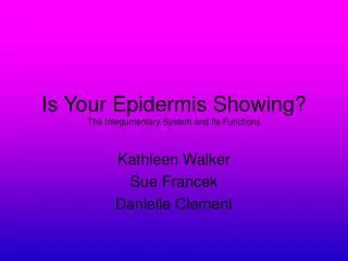is your epidermis showing the integumentary system and its functions