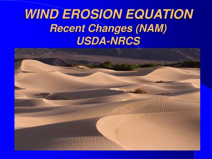 wind erosion equation recent changes nam usda nrcs