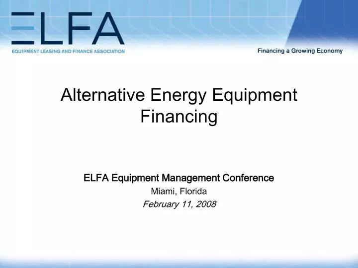 alternative energy equipment financing