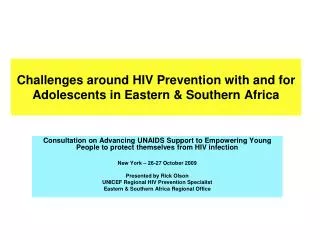 Challenges around HIV Prevention with and for Adolescents in Eastern &amp; Southern Africa