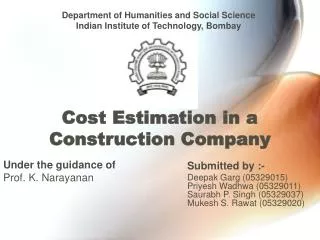 Cost Estimation in a Construction Company