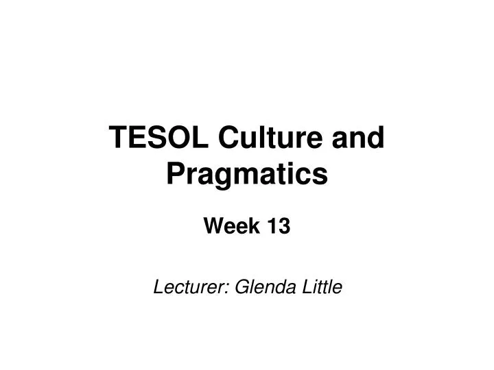 tesol culture and pragmatics