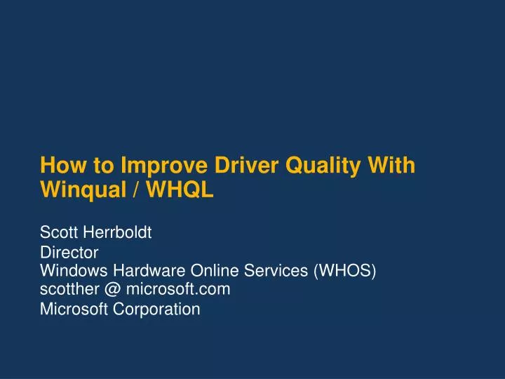 how to improve driver quality with winqual whql