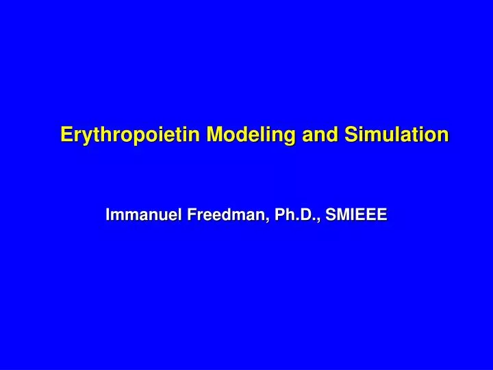 erythropoietin modeling and simulation