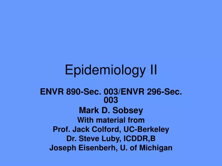 epidemiology ii