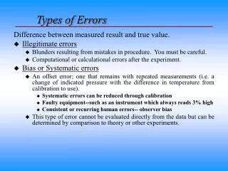 Types of Errors