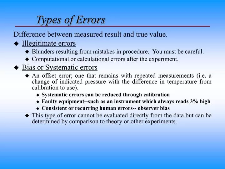 types of errors