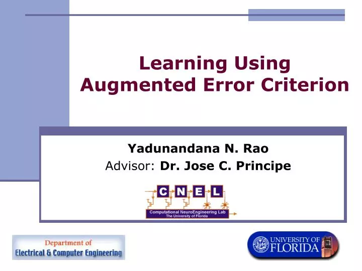 learning using augmented error criterion