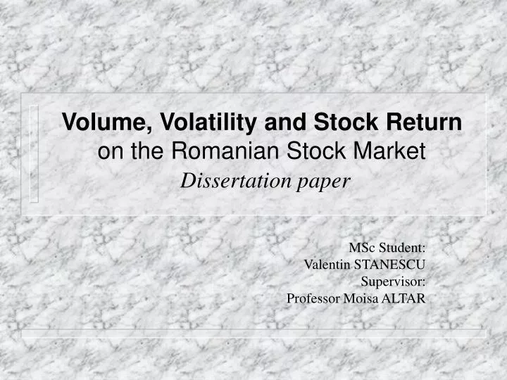 dissertation on stock market