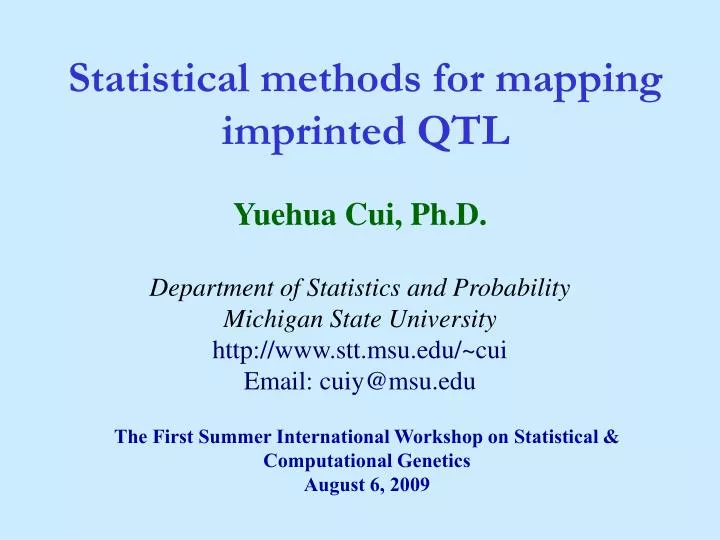 statistical methods for mapping imprinted qtl