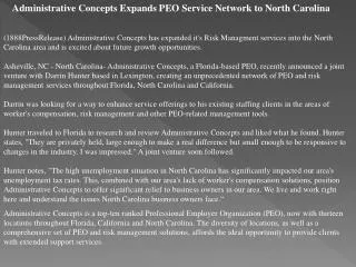 Administrative Concepts Expands PEO Service Network to North
