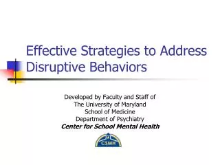 Effective Strategies to Address Disruptive Behaviors