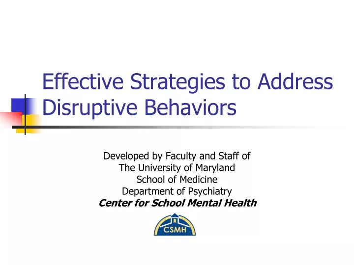 effective strategies to address disruptive behaviors