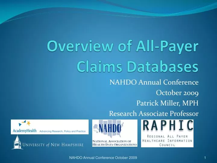 overview of all payer claims databases