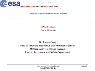 ESA SME Initiative Course D:Materials