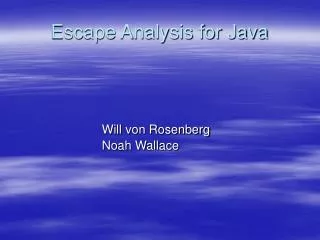 Escape Analysis for Java