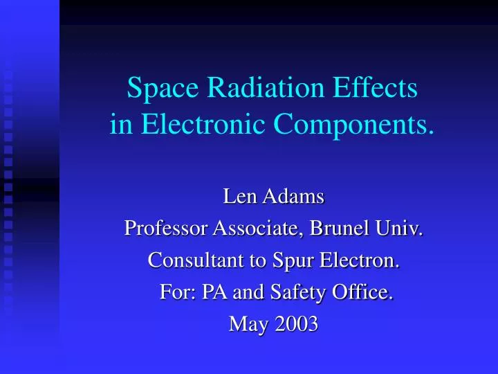 space radiation effects in electronic components