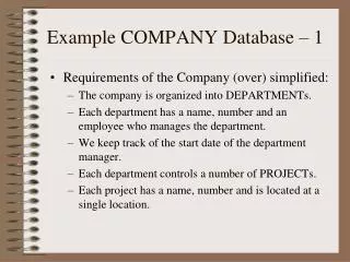 Example COMPANY Database – 1
