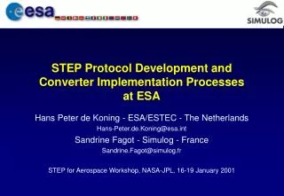 STEP Protocol Development and Converter Implementation Processes at ESA