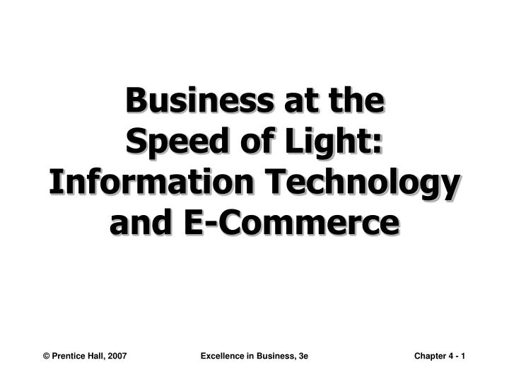 business at the speed of light information technology and e commerce
