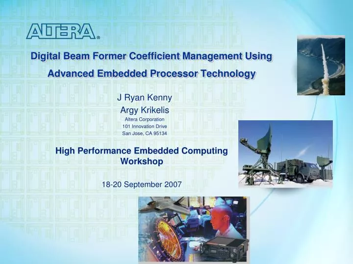 digital beam former coefficient management using advanced embedded processor technology