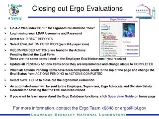 Closing out Ergo Evaluations