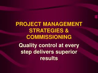 PROJECT MANAGEMENT STRATEGIES &amp; COMMISSIONING