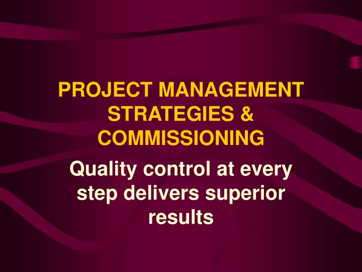 project management strategies commissioning