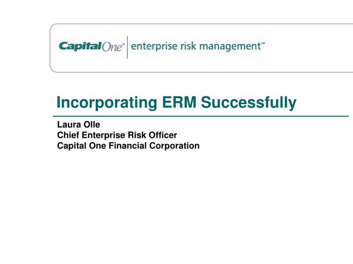 incorporating erm successfully