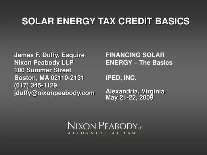 solar energy tax credit basics