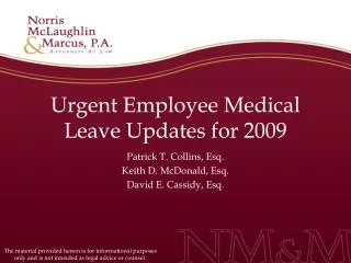 Urgent Employee Medical Leave Updates for 2009
