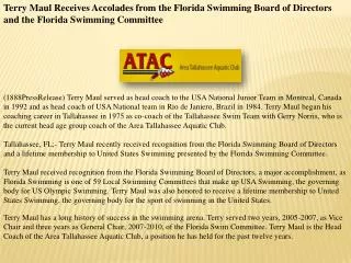 Terry Maul Receives Accolades from the Florida Swimming Boar