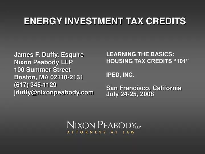 energy investment tax credits