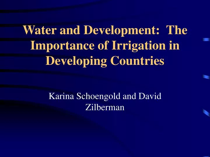water and development the importance of irrigation in developing countries
