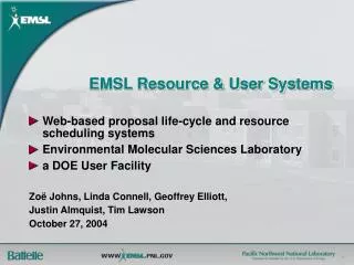 EMSL Resource &amp; User Systems