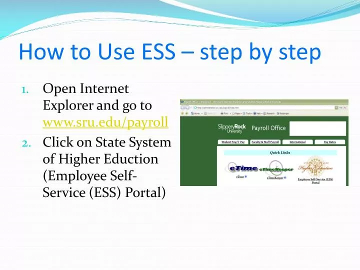 how to use ess step by step