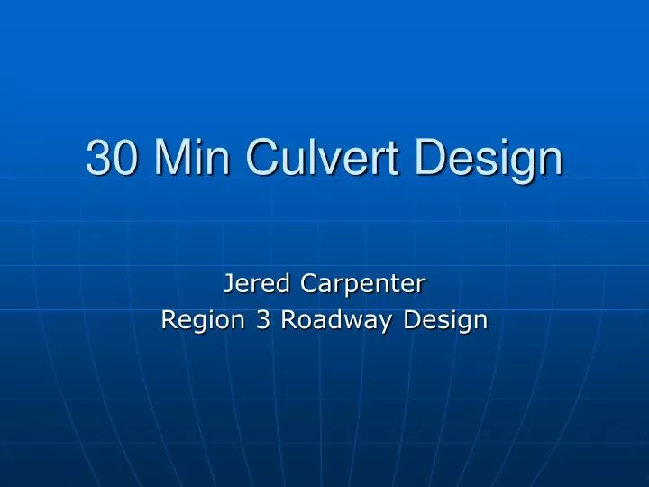30 min culvert design
