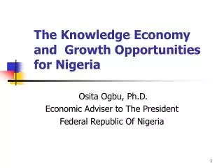 The Knowledge Economy and Growth Opportunities for Nigeria