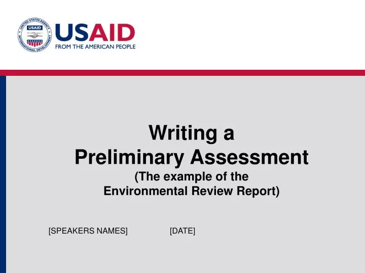 writing a preliminary assessment the example of the environmental review report