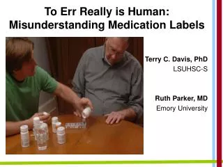 To Err Really is Human: Misunderstanding Medication Labels