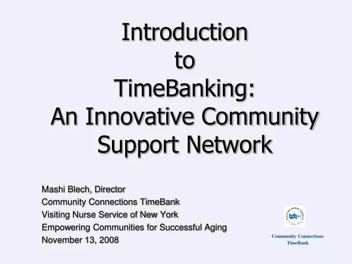introduction to timebanking an innovative community support network