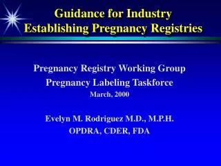 Guidance for Industry Establishing Pregnancy Registries