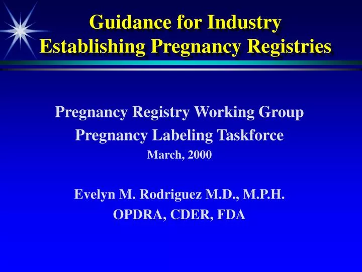guidance for industry establishing pregnancy registries