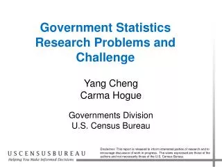 Government Statistics Research Problems and Challenge