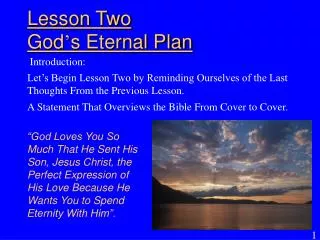 Lesson Two God ’ s Eternal Plan
