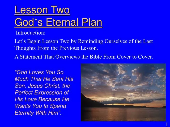 lesson two god s eternal plan